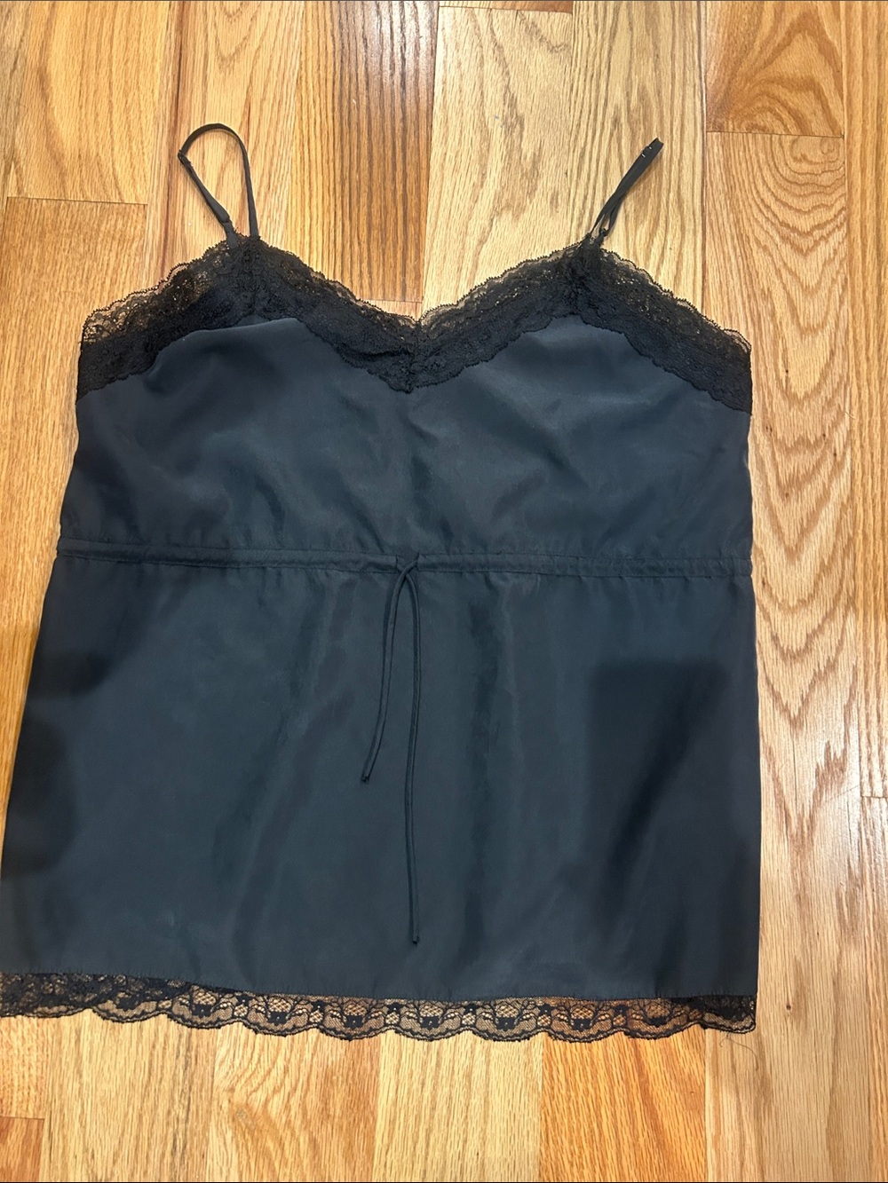 Zara Black Lace Trim Satin Cami — Women’s Intimates & Sleepwear